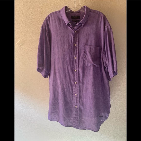 DANIEL CREMIEUX Purple Italian Linen Shirt  Large - Picture 3 of 8